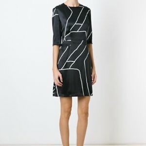 rag & bone printed silk black and white anne dress